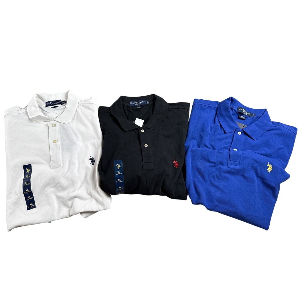 US Polo Assn. Pique Polo Shirt Mens Extra Large Classic Fit BUNDLE 116015
